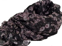 Šatka 140x140 cm stlačená kvietkovaná čierna